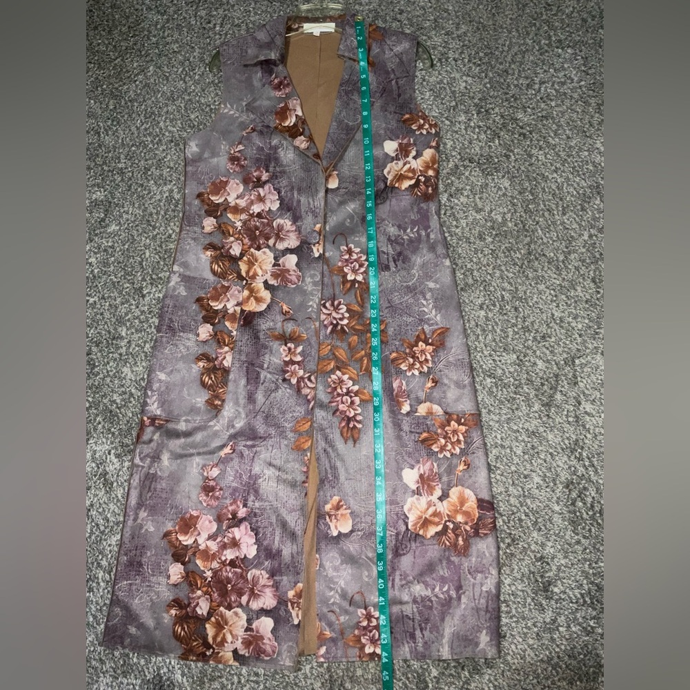 Solitaire Floral Long Vest in Mauve and Rust - Picture 8 of 9